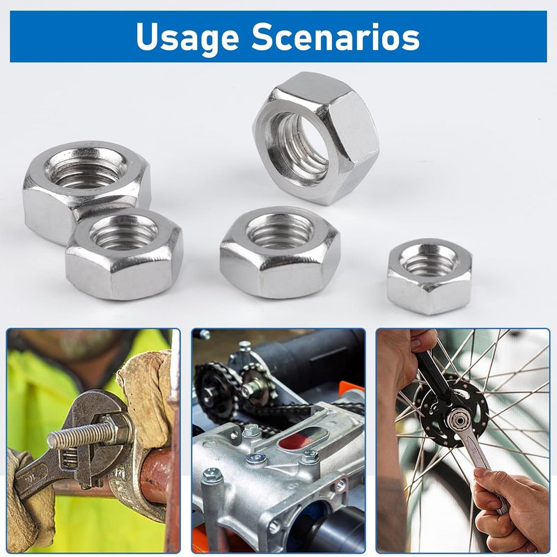 Vmuter Hex Nuts, 40 Pack M10 304 (A2-70) Stainless Steel Hardware Nuts,Standard Inch Coarse Thread Nuts - Image 5